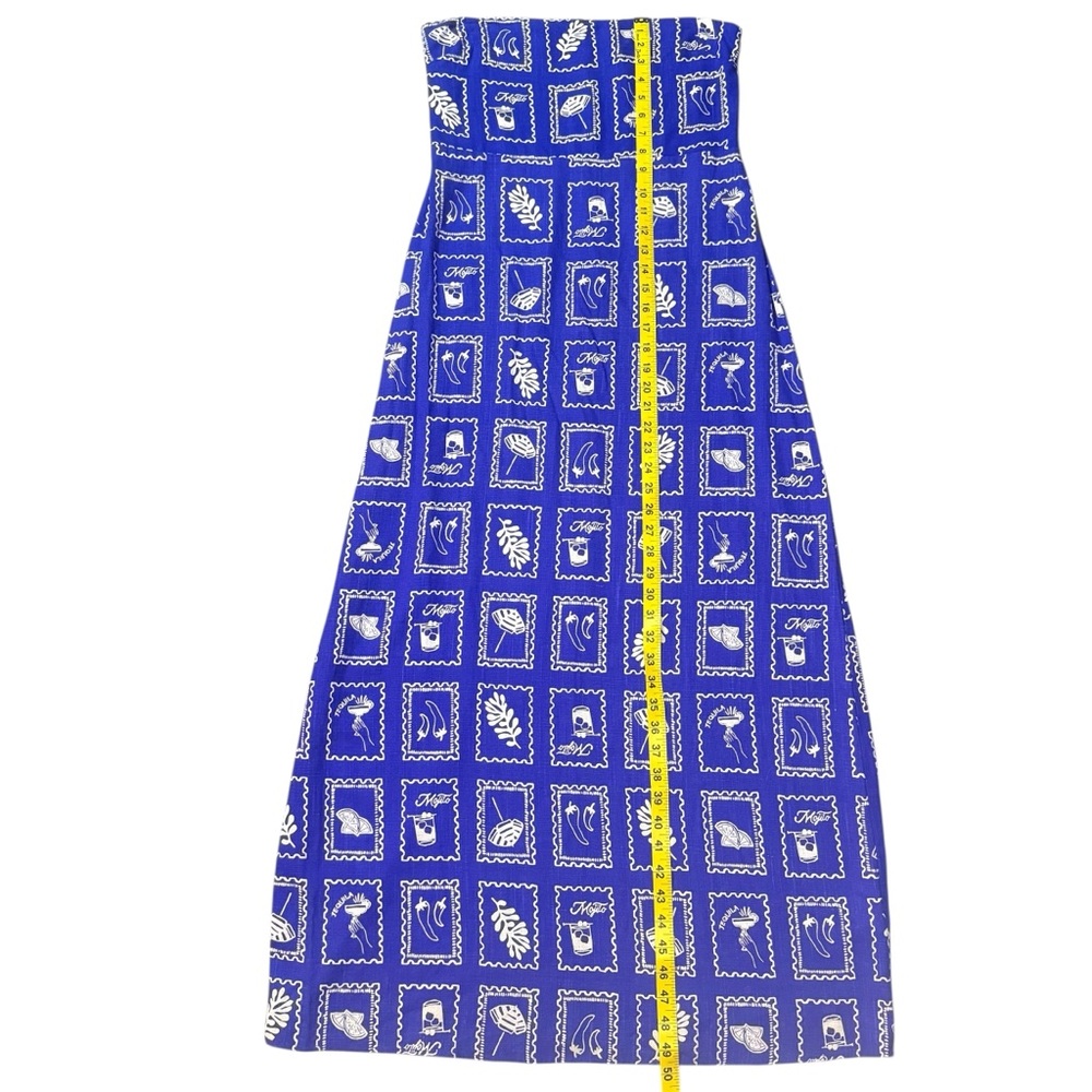 NWT XL Paper Heart Anthropologie Blue Linen Strapless Maxi Dress Tropical Resort - Picture 14 of 14